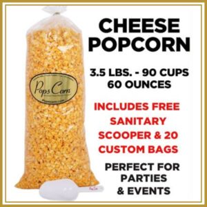 Cheddar Cheese Popcorn – Bulk 3.5 lb (60 oz) Bag | Gourmet Party Popcorn | Pops Corn®