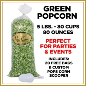 Bulk Green Popcorn – 5 lb (95 oz) Bag | Caramel or Apple Flavor | Gourmet Party Popcorn | Pops Corn®